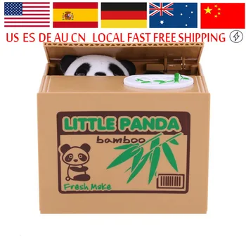 

Lovely cute Cat panda Money Box Coin Bank Automatic Stealing Coins Cents panda cat Bank Money Saving Box