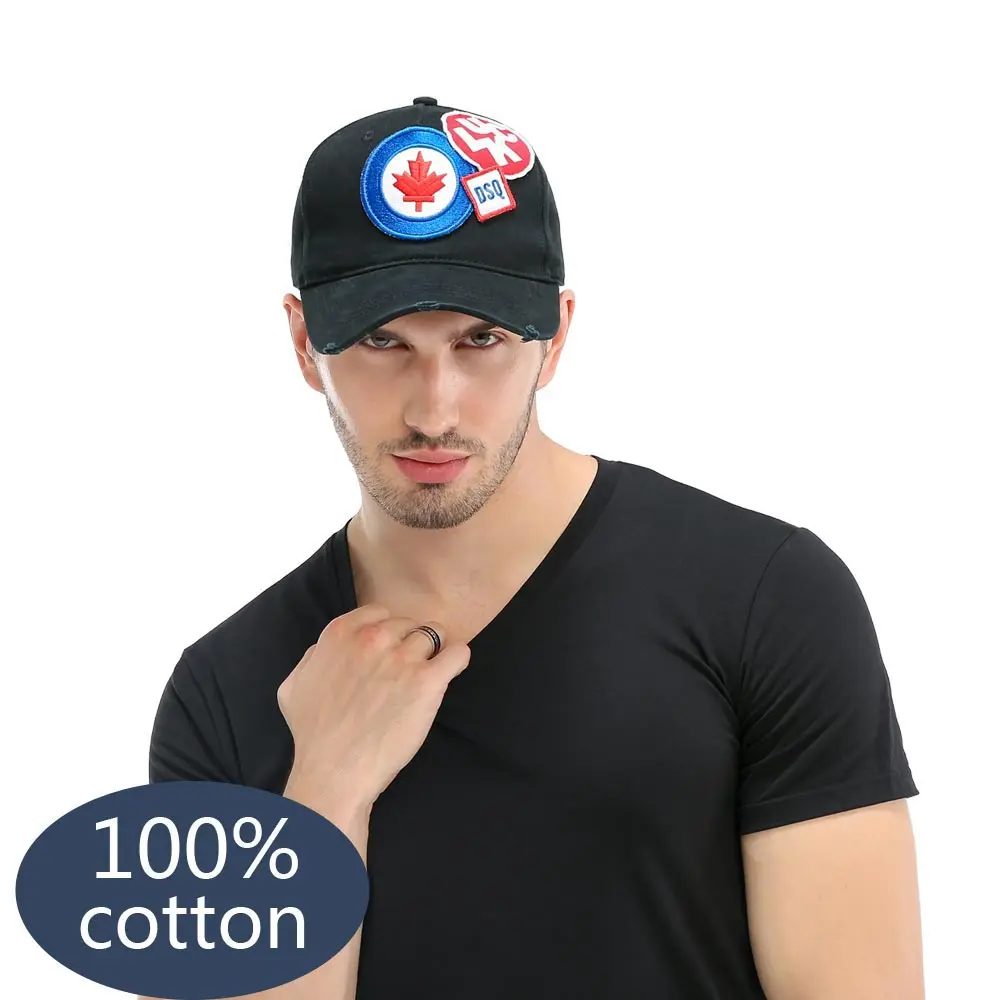 Gorra de béisbol DSQICOND2 DSQ de alta calidad para hombre, Hip Hop, Hip Hop, sombreros para papá, ropa de calle negra, azul, Gorra Beisbol