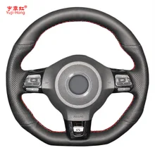 Yuji-Hong Чехлы рулевого колеса автомобиля чехол для VW Golf 6 GTI MK6 VW Polo GTI Scirocco R Passat CC R-Line 2010 искусственная кожа