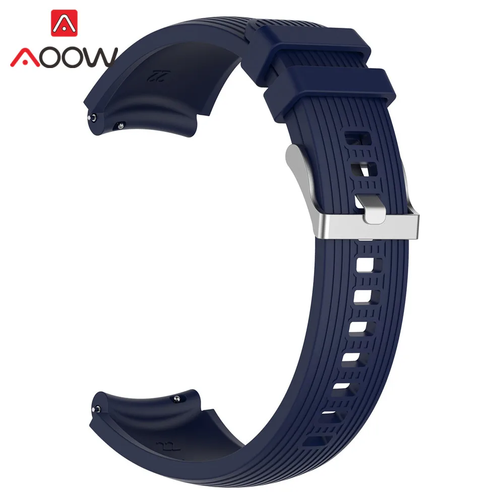 Dark Blue 22 мм силиконовый ремешок для часов samsung Galaxy Watch 46 мм версия полосатый резиновый сменный Браслет ремешок для SM-R800 серебристый - Цвет ремешка: Dark Blue