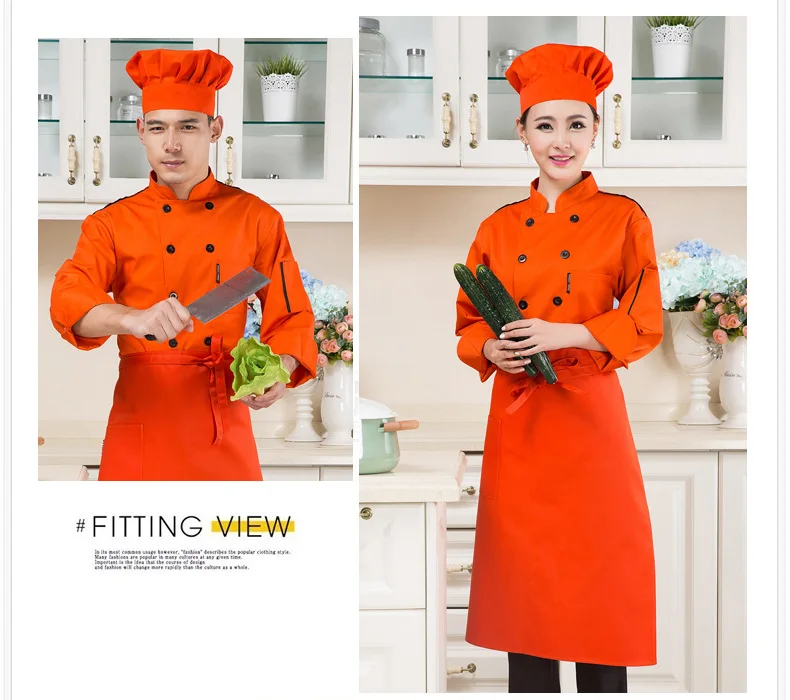 Многоцветный унисекс с длинными рукавами шеф-повар пальто Для женщин Для мужчин форма готовить пальто шеф-повар куртка Ресторан Рабочая