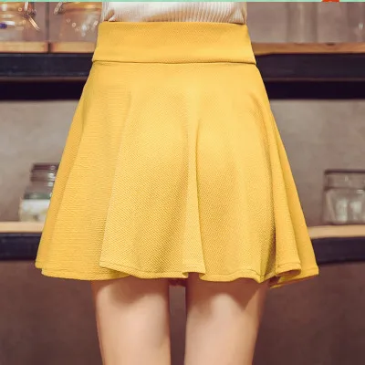 Яркие цвета женские короткие юбки плиссированные мини-юбки с высокой талией размера плюс юбка с шортами повседневная одежда весна лето AS996 - Цвет: yellow