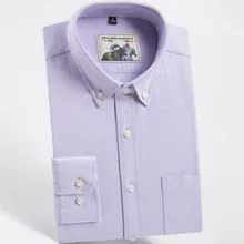 Мужские однобортные однотонные рубашки с длинными рукавами Camisa, Оксфордские футболки из натурального хлопка с отложным воротником, топы, размер M-4XL