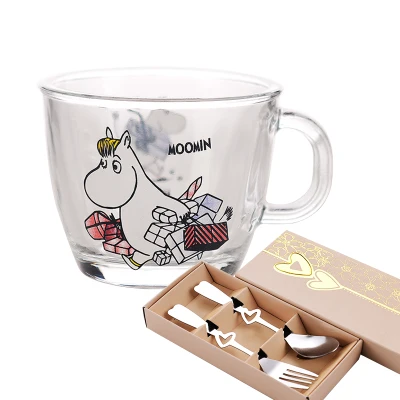 Moomin Новая мода мультфильм посуда для напитков младенцев стеклянный водный напиток Стакан Кружка прозрачная стеклянная ручка 210 мл стеклянная чашка безопасная Милая кружка - Цвет: Folk D