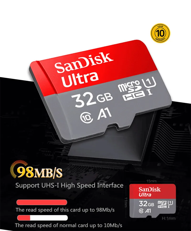 Двойной флеш-накопитель SanDisk картой Micro SD объемом 16 Гб оперативной памяти, 32 Гб встроенной памяти, 64 ГБ 128 ГБ 200 ГБ флэш-карта памяти Uitra Class10 Max 100 МБ/с. tf карта cartao de memoria