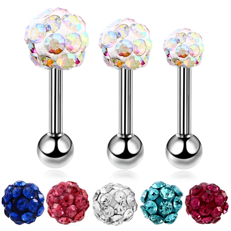 

New Arrival Surgical Steel Ear Piercing Crystal Ball Ear Cartilage Tragus Helix Earrings Stud Charming Jewelry Women