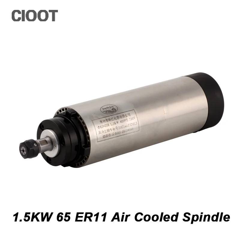 

2017 Direct Selling Spindle CNC Router Spindle Motor 1.5KW 65MM ER11 Air Cooled Spindle Motor With 4 X Bearings