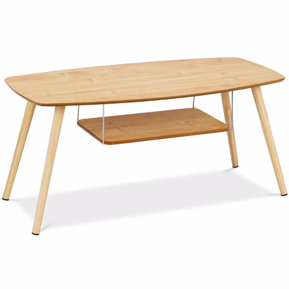 Giantex Coffee Table End Side Table Solid Wooden Legs W/Storage Shelf Living Room New Home Furniture HW59269 Giantex Coffee Table End Side Table Solid Wooden Legs W/Storage Shelf Living Room New Home Furniture HW59269