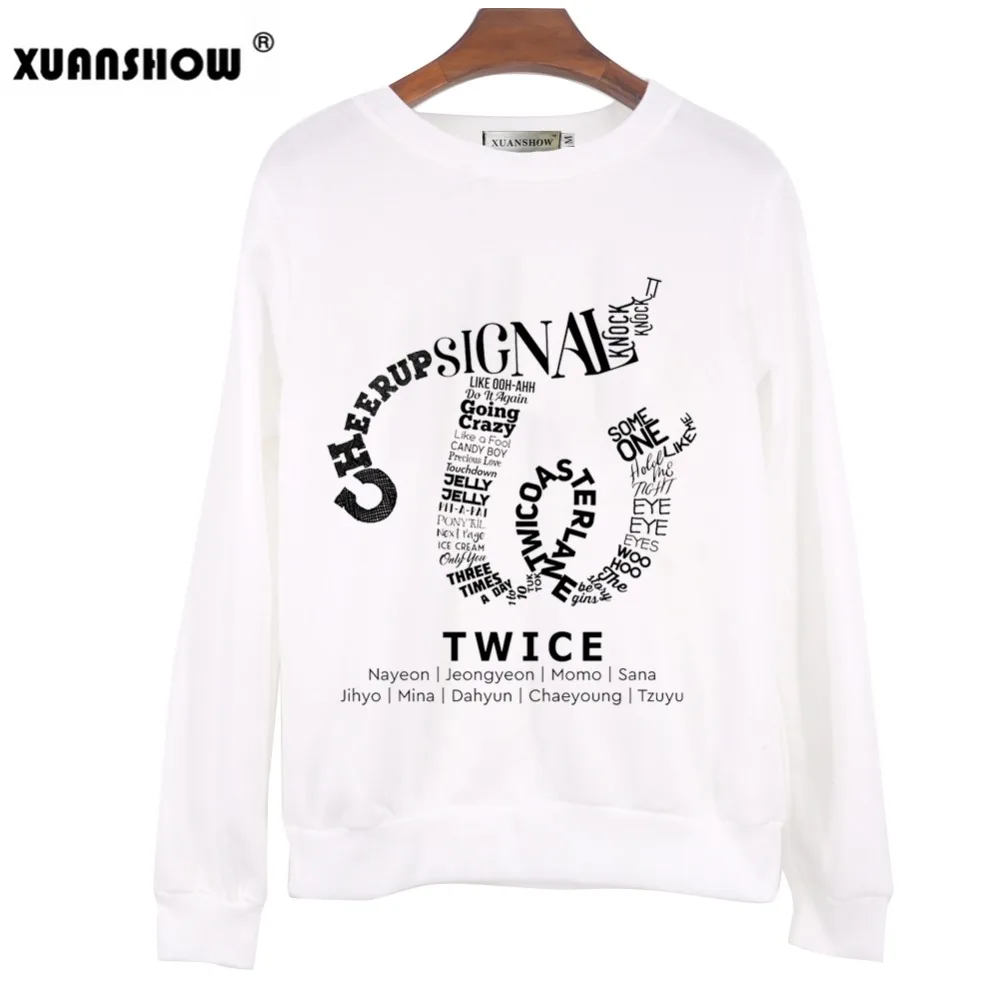  XUANSHOW TWICE Kpop Sweatshirt Hip Hop Album Shirt Casual Letters Printed Hoodies Clothes Pullover 