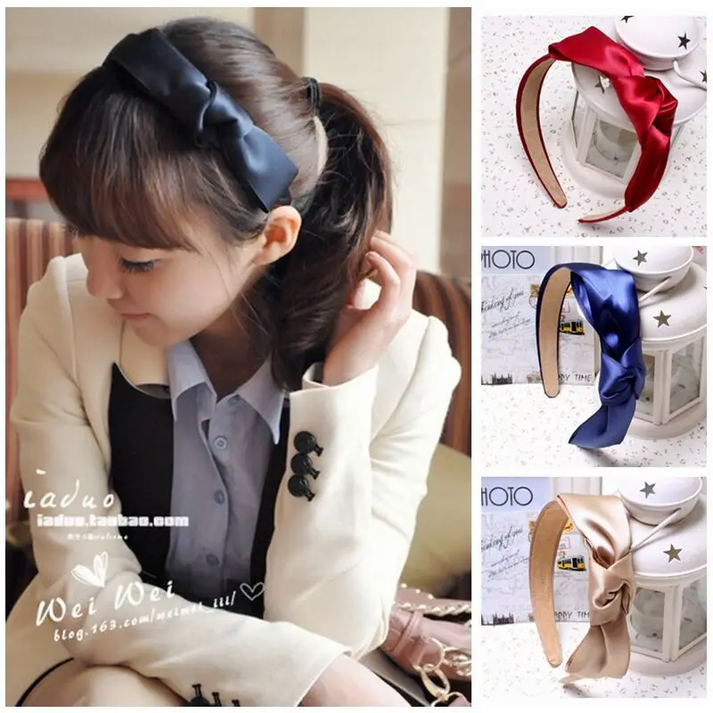 

Girl hair accessories fabric satin hair accessories headband fashion ribbon bow tie card gift
