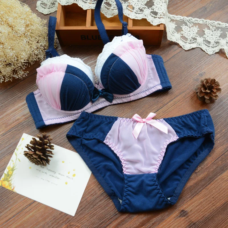 2016 bra brief sets push up girl puberty bra underclothes adjustable