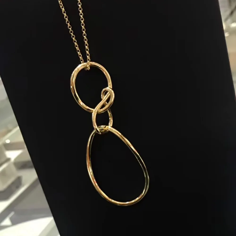 

UMGODLY Brand Yellow Gold Color Toi Et Moi Necklace Women 8-shaped Knotted Metal Pendant Fashion Jewelry