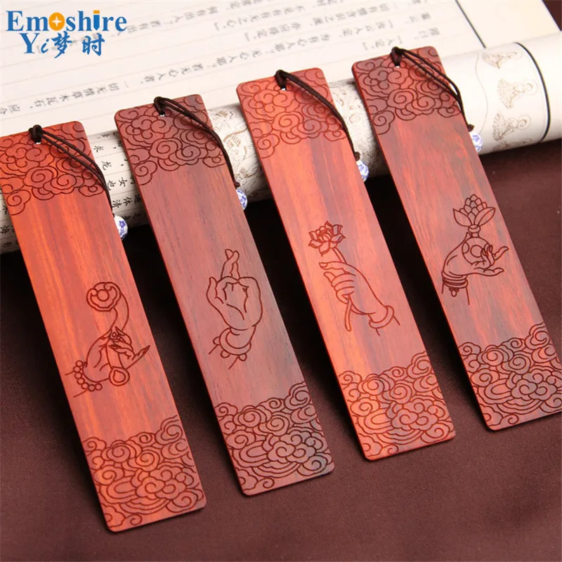 

High-grade Solid Wood Bookmark Set Vintage Carved Wooden Bookmarks for Books Office Accessories Business Gifts M001
