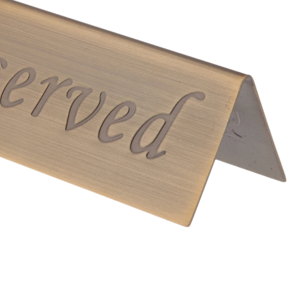 Set of 10 Table Tent Sign RESERVED - Stainless Steel, 12cm x 4cm