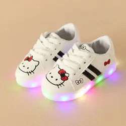 2017 Прохладный Лидер продаж светящиеся кроссовки для маленьких светодиодное освещение обувь Детские однотонные мягкие для мальчиков и