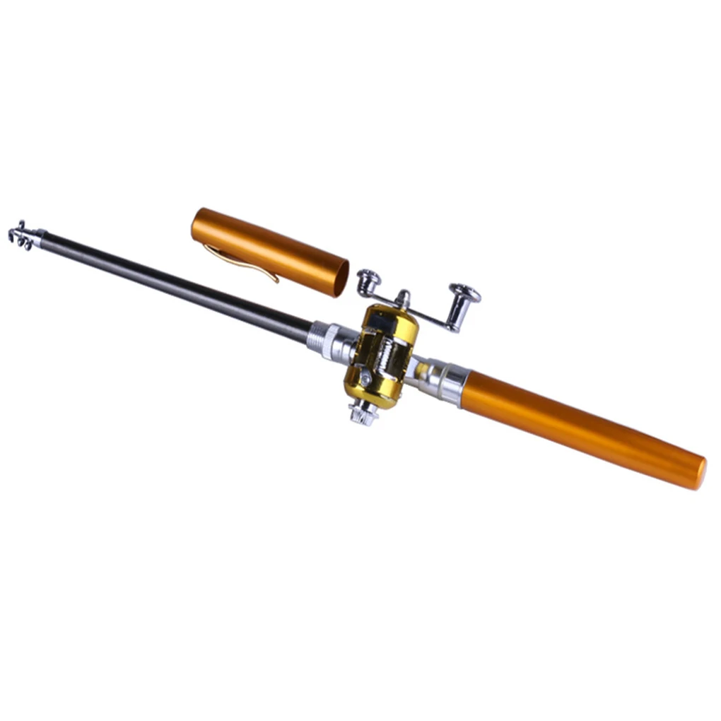 Mini Collapsible Portable Reel Aluminum Alloy Fish Rod Combo Pen Fishing Gear Pole Stick Tool Kit Camping Travel Mini Collapsible Portable Reel Aluminum Alloy Fish Rod Combo Pen Fishing Gear Pole Stick Tool Kit Camping Travel