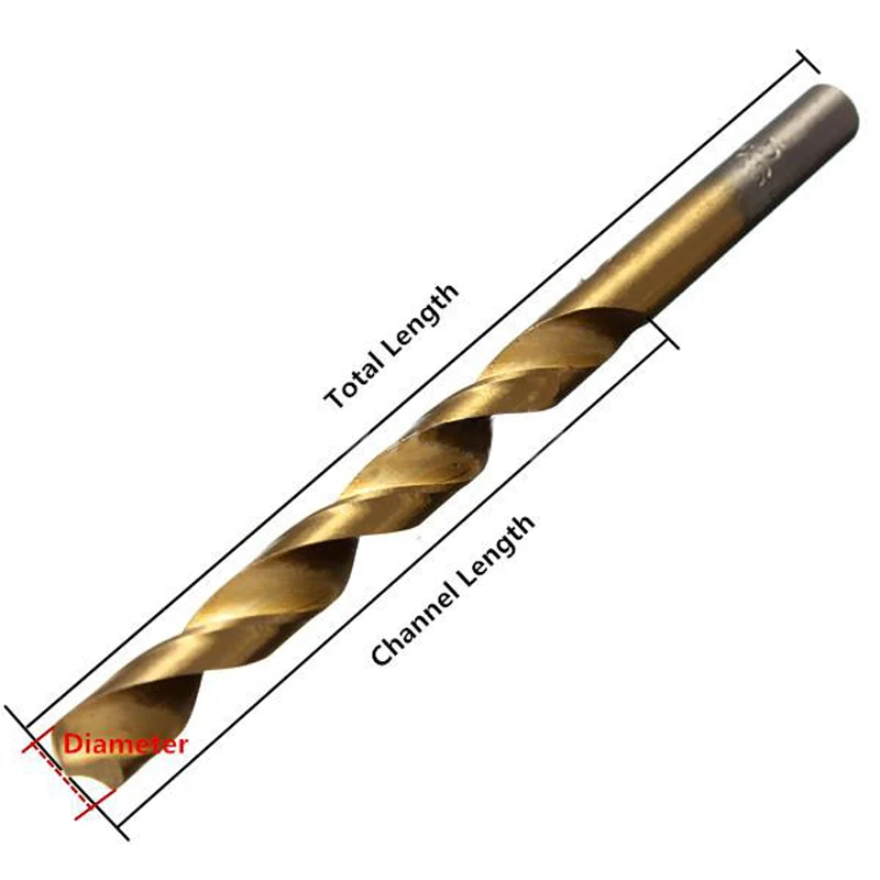 13pcs/set HSS Twist Drill Bit Set 1/4" Hex Shank Titanium Coated Drill Woodworking Wood Tools 1.5-6.5mm