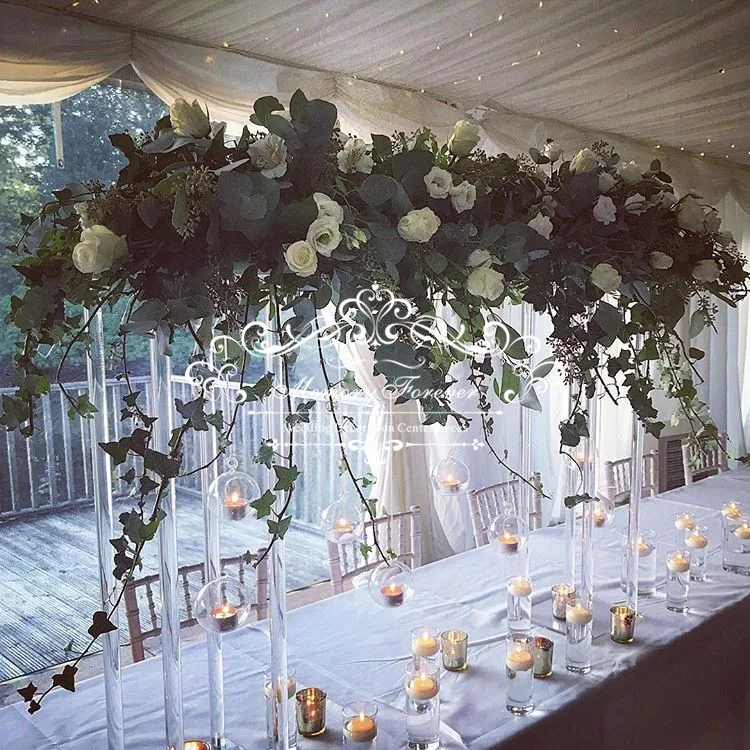 

Floor Vases Flowers Vase Column Stand Acrylic Pillar Geometric DIY Wedding Centerpieces Rack Event Party Christmas Decoration