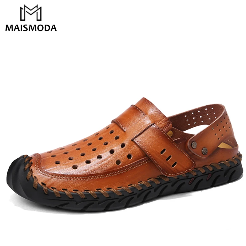 

MAISMODA Shipping Mens Leisure Sandals Genuine Leather Sandals Outdoor Casual Men High Quality Men Beach Shoes YL168