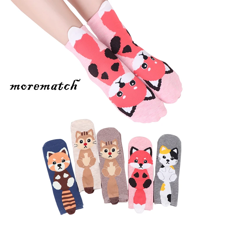

Morematch 1 Pair Funny Women Sock Cute Animal Kitten Fox Squirrel Pattern Cotton Socks 5 Colors Optional