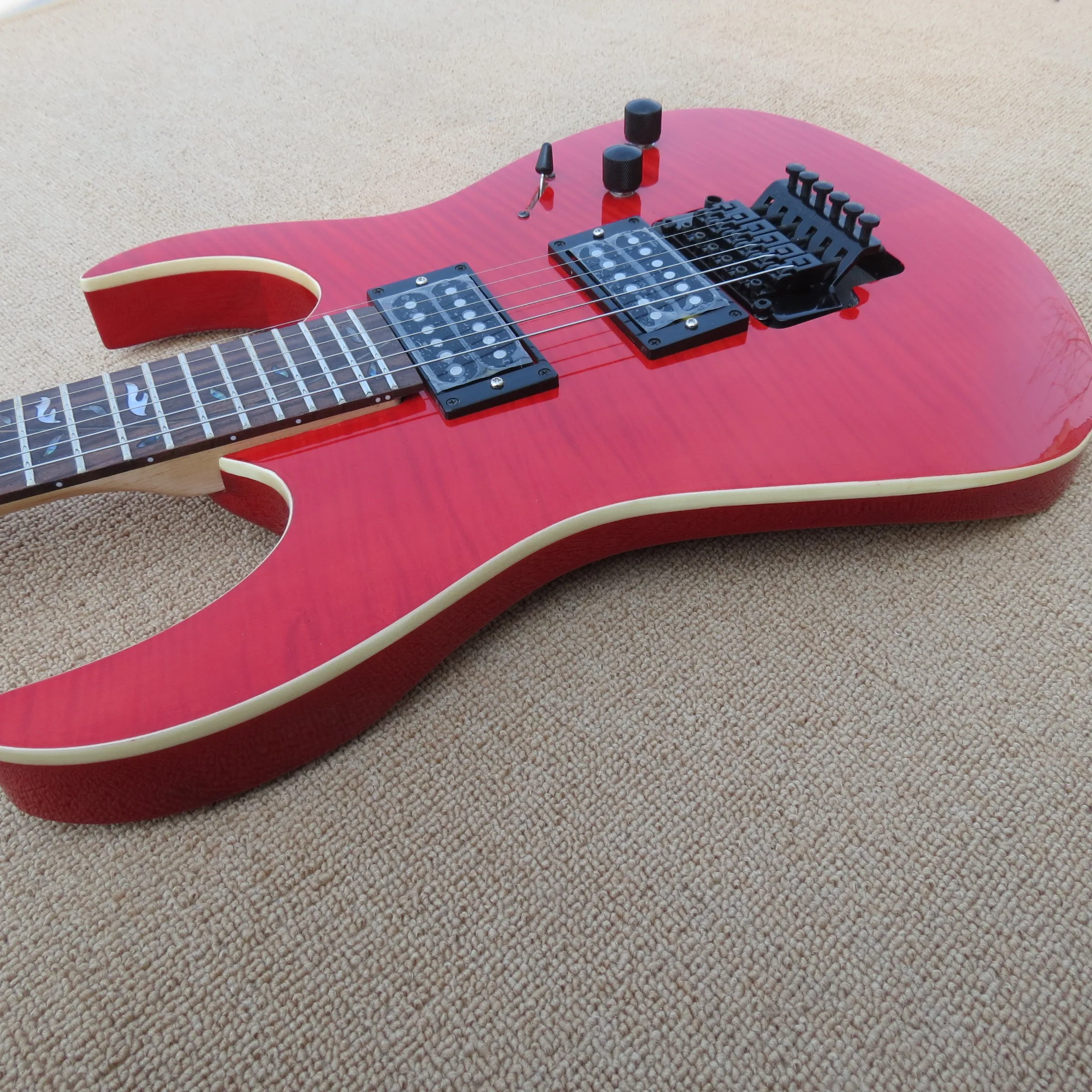 

Custom Cherry Red guitar Maple fretboard HH pickups Tree of Life inlay Black hardware ,customized!IB-15