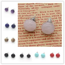 Крафт-бусины персонализированные посеребренные зеленая бирюза камень хлеб форма серьги-гвоздики розовый кварцевый кристалл ювелирные изделия