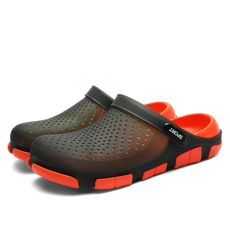 Новая прозрачная Летняя обувь Высокое качество Для Мужчин's Повседневное обувь Cave модные пляжные сандалии тапочки с отверстиями Для мужчин флип-флоп светильник сандалии - Цвет: Orange1