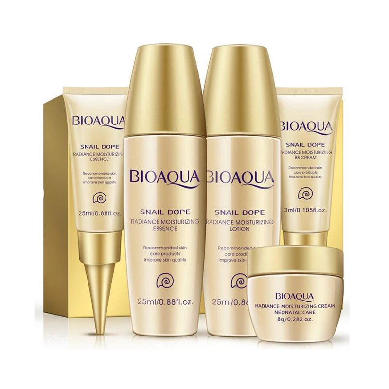 

BIOAQUA 5pcs Set Snail Dope Moisturizing Whitening Skin Care Relieve Skin Comp Travel Pack Face Cream BB Cream Facials Beauty