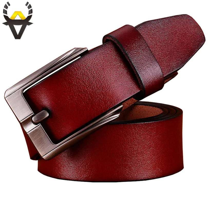 

Casual Genuine leather belts for men Luxury Wide Pin buckle man belt High quality second layer cowskin strap for jeans male Sale