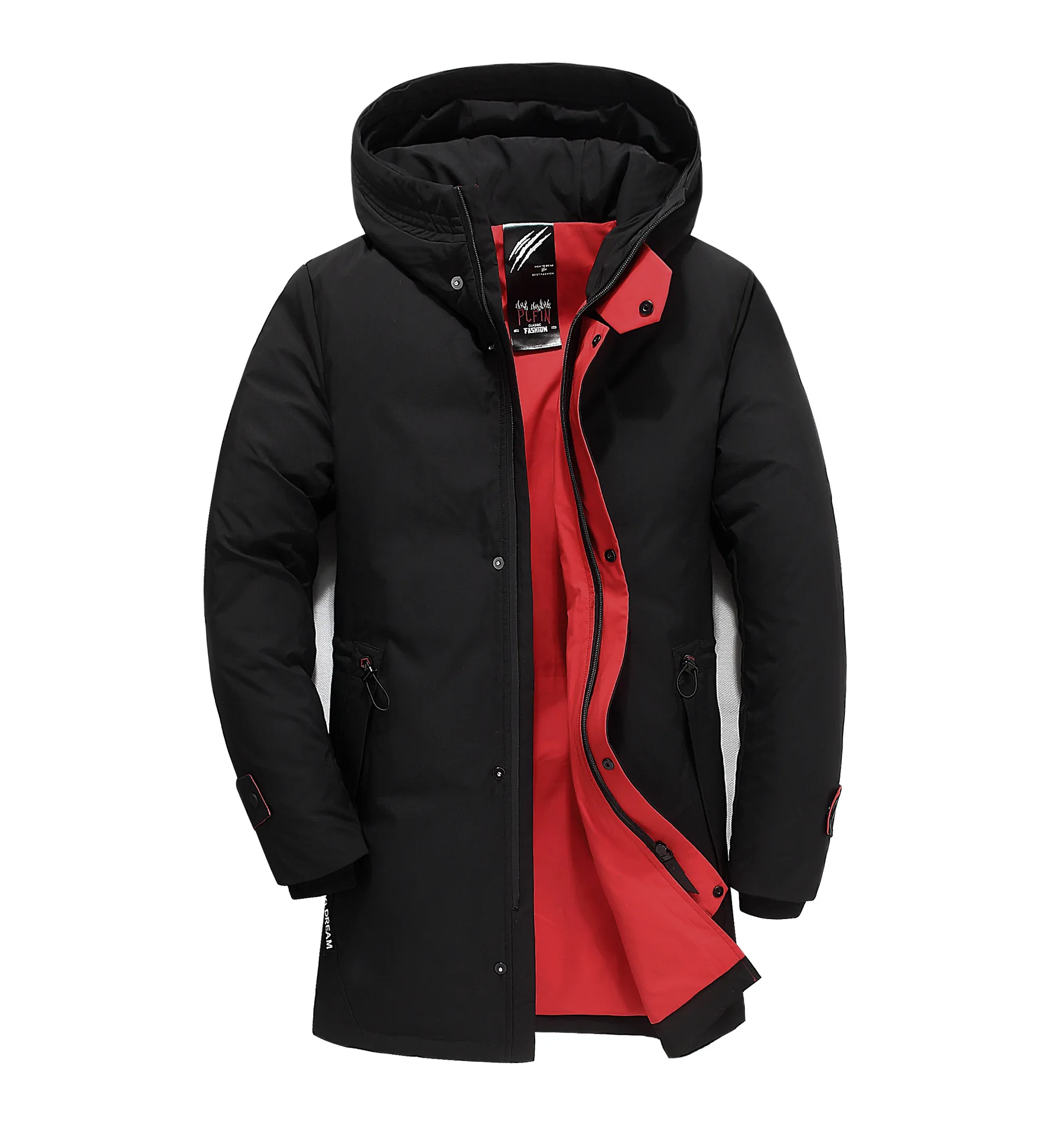 New men Down Jacket Fashion Casual Slim Hooded Thick Warm White Duck Down Long Coat Male Men's Clothing  duck down jacket