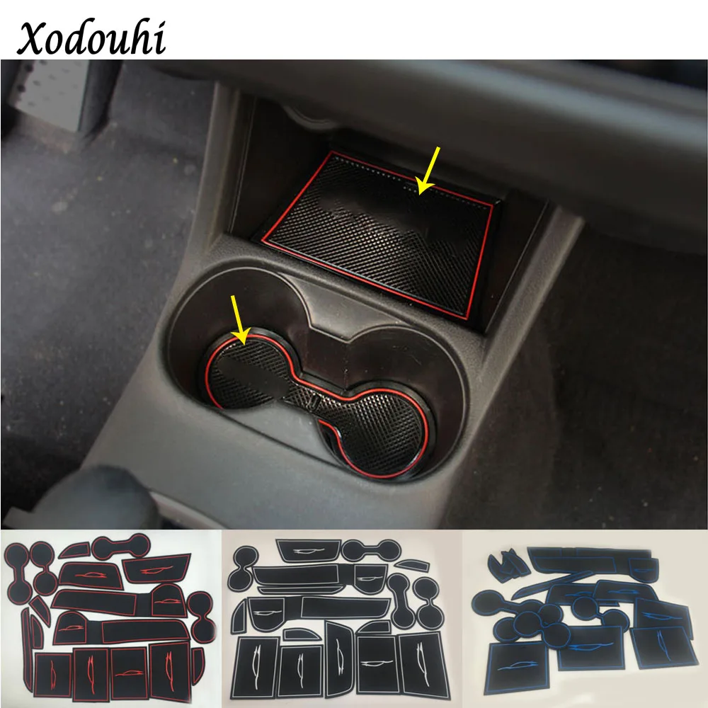 

For Mitsubishi Outlander 2016 2017 2018 Car Groove Gate Slot Armrest Storage water proof Rubber non-slip mat mats door pad 17pcs