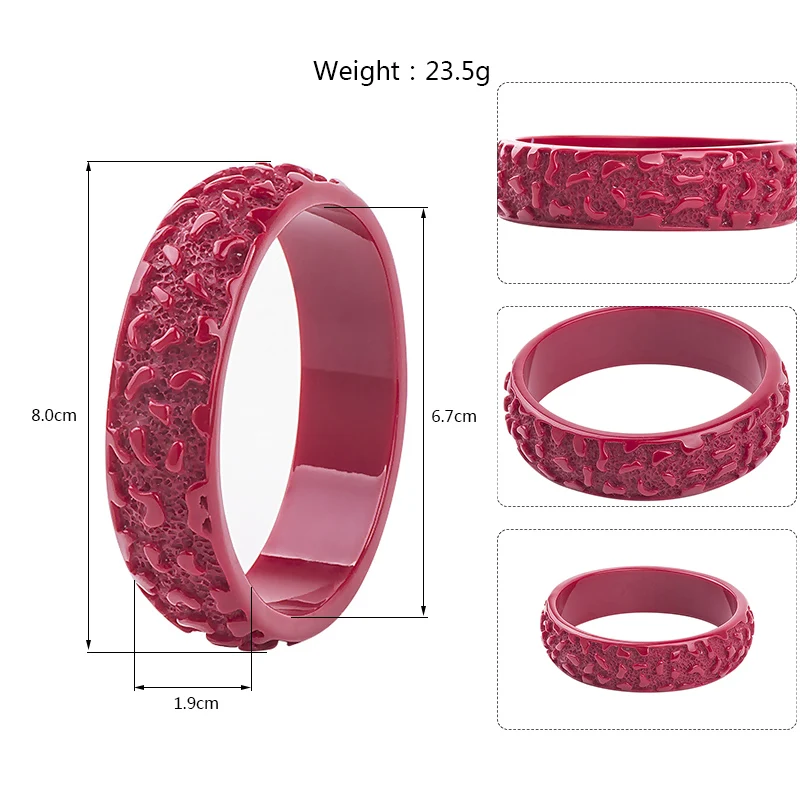 Trendy Resin Cuff Engraved Bracelets Bangles for Women New Fashion Acrylic Round Wide Bracelet Female Simple Charm Party Jewelry (5)