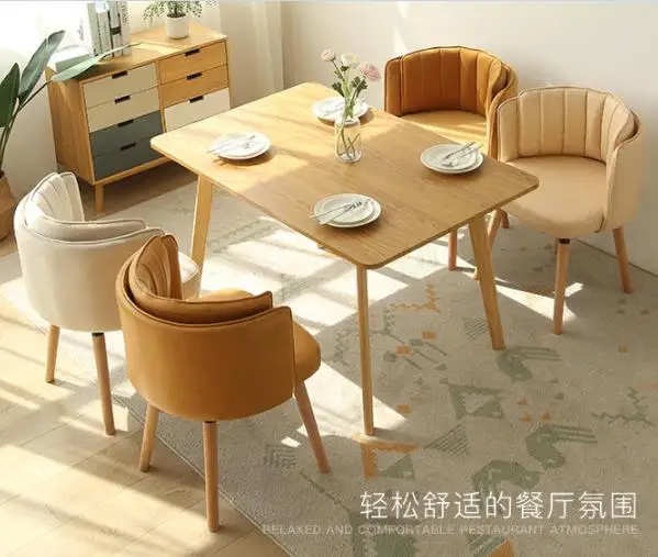 Louis Fashion Cafe Chairs Nordic Dining Modern Minimalist Family Solid Coffee Shop