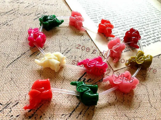 

20MM 12Pcs/Pack Elephant Resin Stone Powder & Dyeing Flower Loose Strands Jewelry Bead Accessoreis