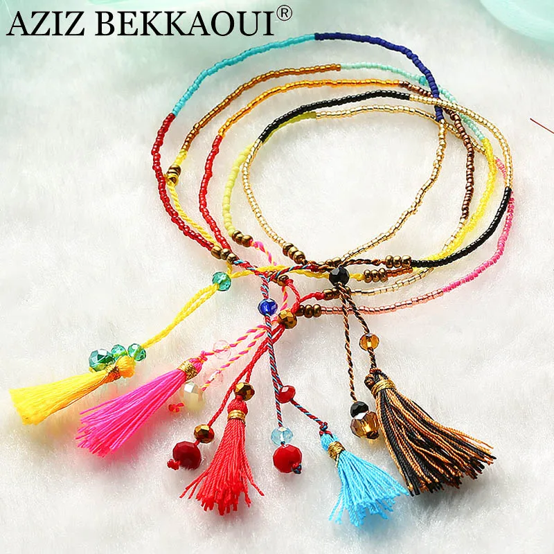 

AZIZ BEKKAOUI Summer Style Handmade Bohemia Multicolor Bracelets Beaded Weaving Bracelets For Women Friendship Bracelet Gift