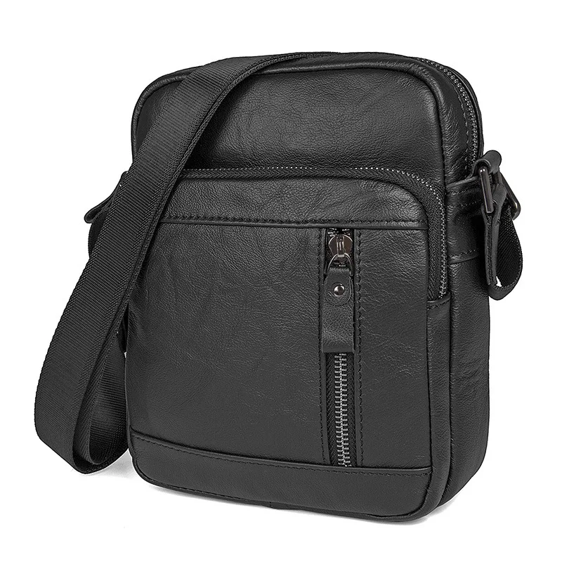 

Nesitu High Quality Black Genuine Leather Small Men Messenger Bags Real Skin Male Shoulder Bag M1040