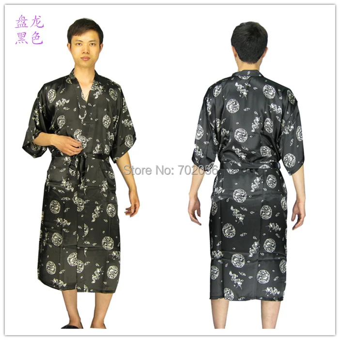 

NEW Mens rayon silk Robe Pajama Lingerie Nightdress Kimono Gown pjs sleepwear Chinese traditional print #3799