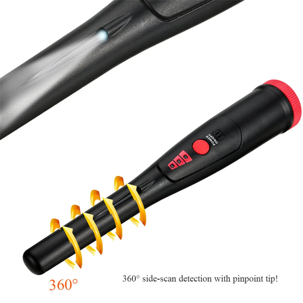

Underground Pinpointer ABS Handheld LED Indicators Metal Detector Tool Vibrate Treasure Buzzer Black Outdoor Portable