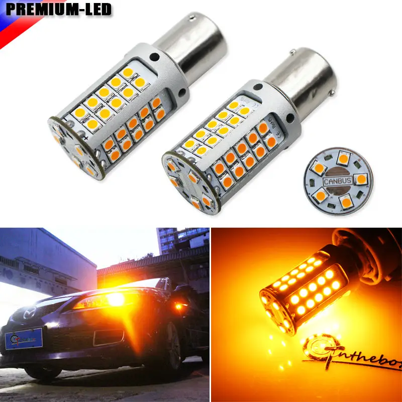 (4) No Hyper Flash 21W High Power Amber BAU15S 7507 PY21W 1156PY LED Bulbs For Car Front or Rear Turn Signal Lights,CANBUS 12V jstop 4pcs set i40 i45 sonata veloster no error no hyper flash car front rear turn signals 12v bau15s py21w led auto turn signal