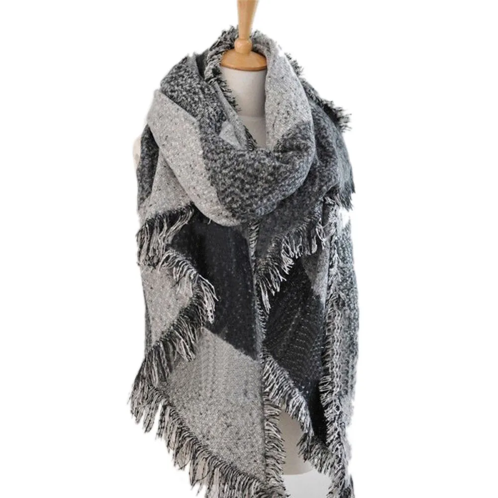 

New Women Fashion Warm Plaid Scarf Female Fringed Woolen Shawl Cashmere NFE99