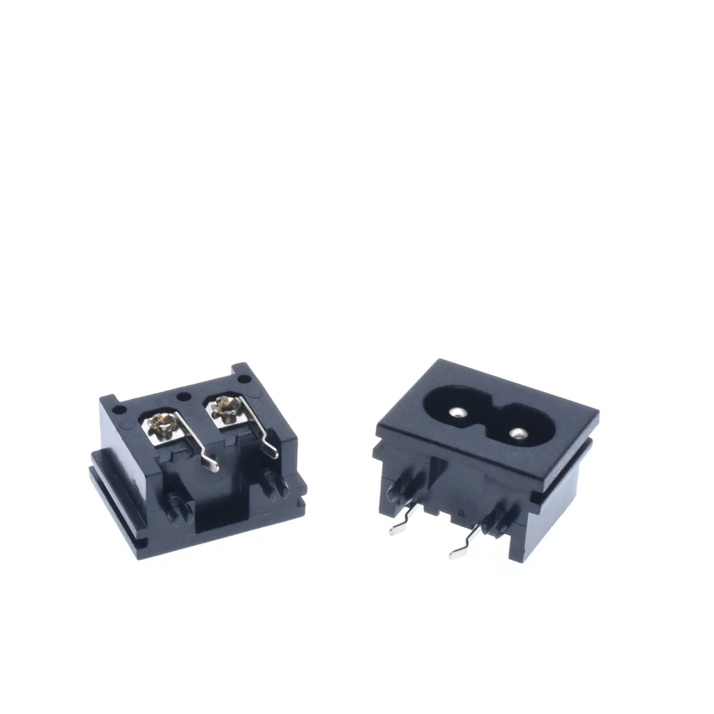 10PCS Right Angle Black Male Plug IEC320 C8 Power Socket Connector AC 250V 2.5A