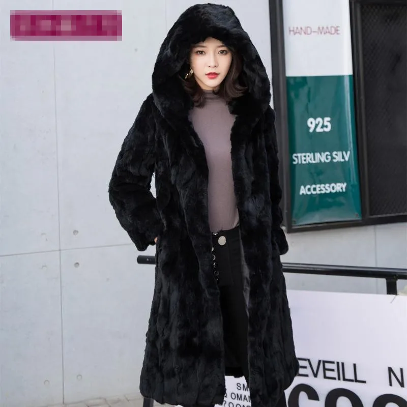 

Natural Rex Rabbit Fur Winter Woman Coats Long 2019 Fashion Genuine Fur Coats Women Real Rex Rabbit Fur Coat Warm