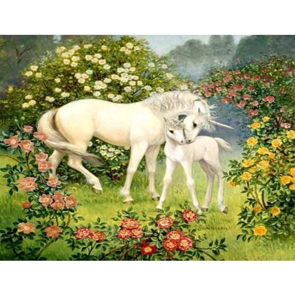 

LI LOYE DIY Diamond Painting Cross Stitch Diamond Mosaic Embroidery Unicorn beast mother and son Pattern Hobbies And Craft RT456