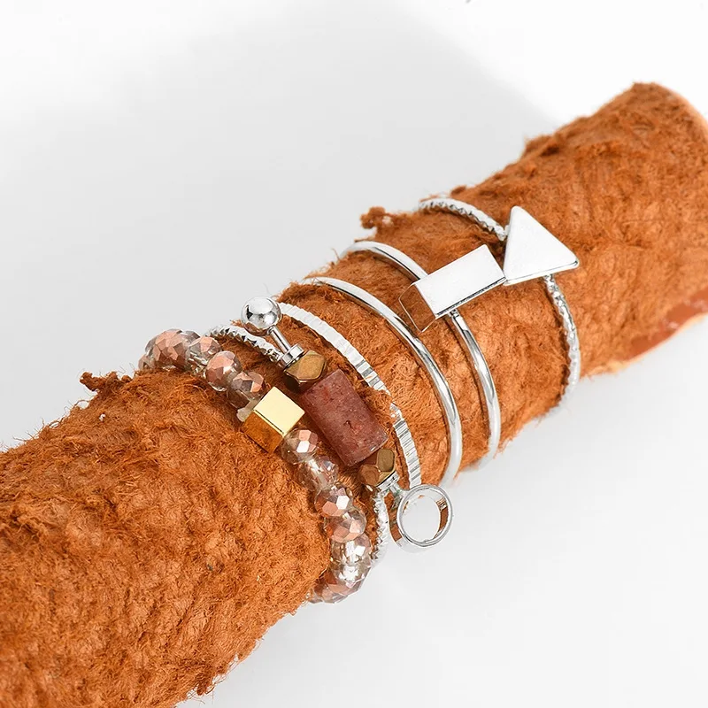 Кольцо с камнями и бусинами 6 шт./компл.|fashion ring set|ring setfinger set |