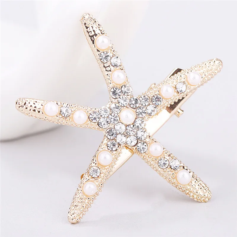 Fashion Full Crystal Pearl Starfish Hairpin Hair Barrettes Accessories Large Rhinestone Hair Clips Headwear For Women Girls Fashion Full Crystal Pearl Starfish Hairpin Hair Barrettes Accessories Large Rhinestone Hair Clips Headwear For Women Girls