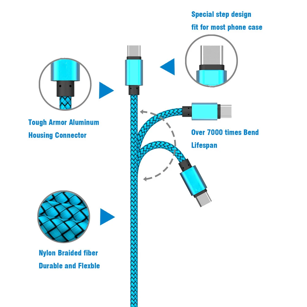 3~ 10 футов USB C зарядное устройство type-C 3,1-USB 2,0 A Синхронизация данных зарядный плетеный кабель для samsung A70 Note 9 8 A20 A30 A40 A50