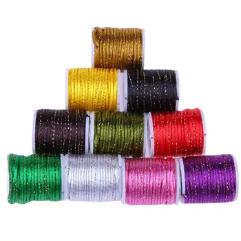 

10rolls 2mm 10M Slik Cord Stretchy Mixed Color Gold Thread DIY Necklace Beads Jewelry Accessories Beading String Line Wire