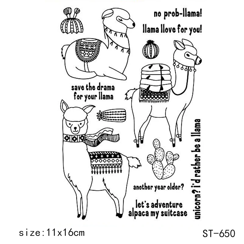 

AZSG Adorable alpaca Clear Stamps/Silicone Transparent Seals for DIY scrapbooking Card Making 11*16cm