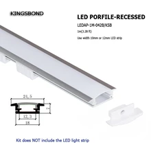 20 штук* 1 м углубленный алюминиевый профиль с фланец из нержавеющей стали для стойкая LED полоса света, розничная