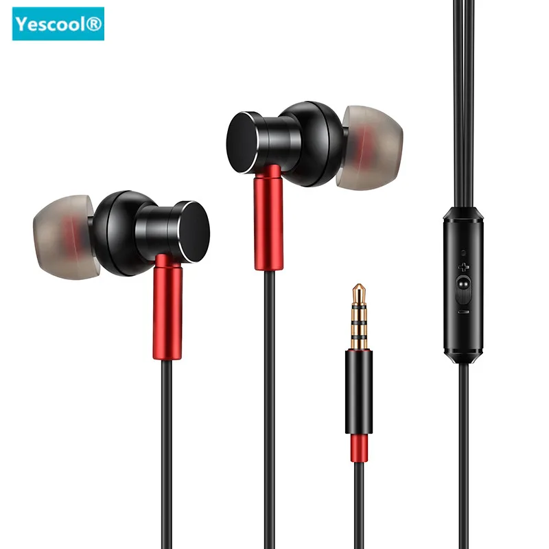 

Yescool F1 3.5mm metal wire control volume microphone earphones for Dictaphone game mobile smartphone tablet PC earbuds gift